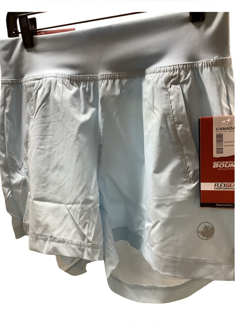 Canada Weathergear Size Large Light Blue Flex Gear Performance Shorts, New.